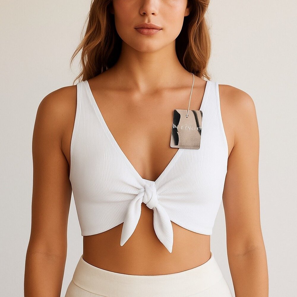 NWT White Knotted Crop Top